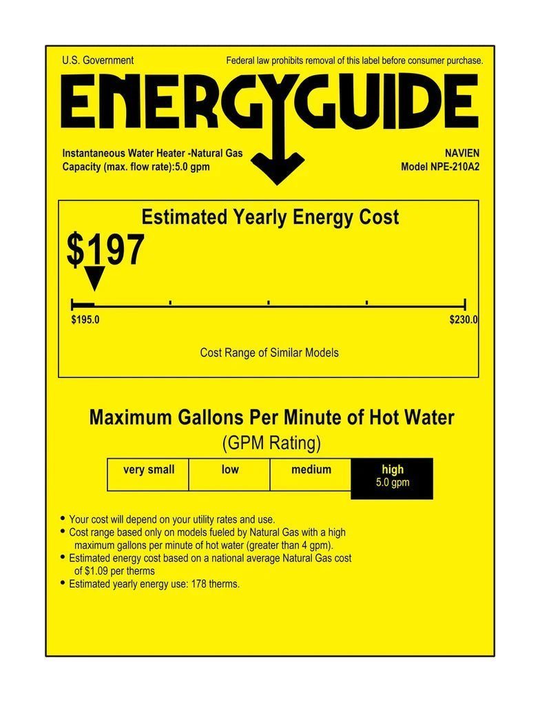 Navien NPE-210A2 High efficiency Condensing Tankless Water Heater image 1