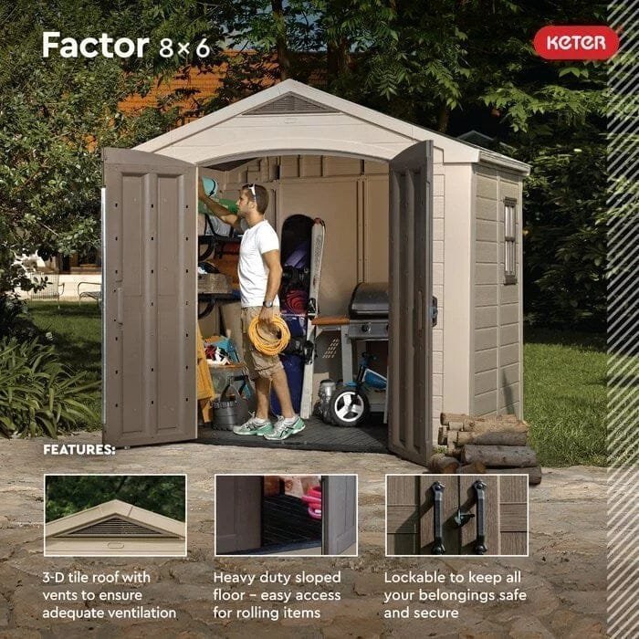 Factor 8 ft. W x 6 ft. D Plastic Storage Shed image 7