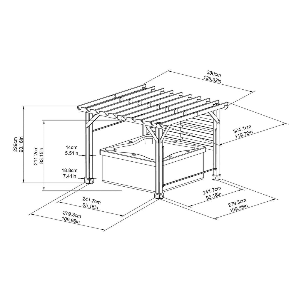 SummerCove 11 ft. x 10 ft. Tan Cedar Frame Wood Pergola with Adjustable Canopy image 9