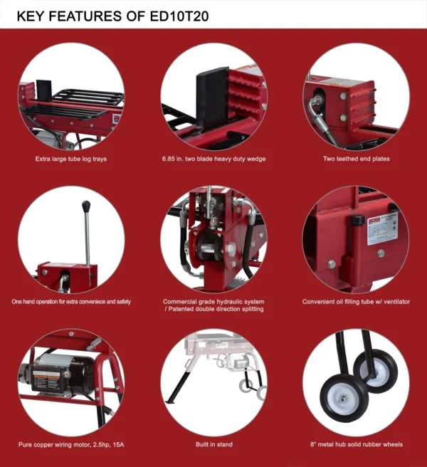 10 Ton Boss Industrial Dual Action Electric Log Splitter (ED10T20) image 6