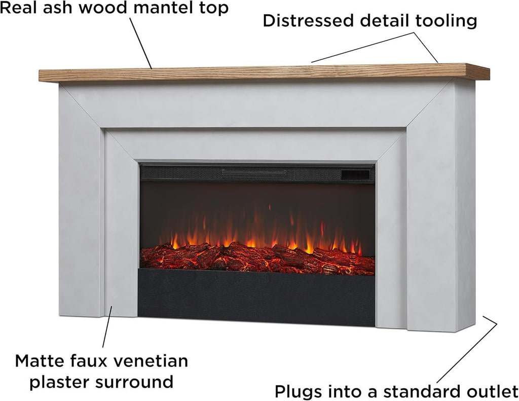 Real Flame Malie 68″ Electric Fireplace with Mantel & Remote Control image 2