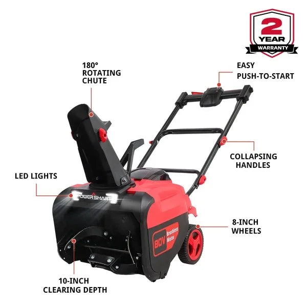 PowerSmart 80V 21″ Cordless Snow Blower with 2 Batteries and Chargers image 1