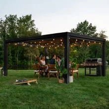 16×12 trenton modern steel pergola with sail shade soft canopy image 1