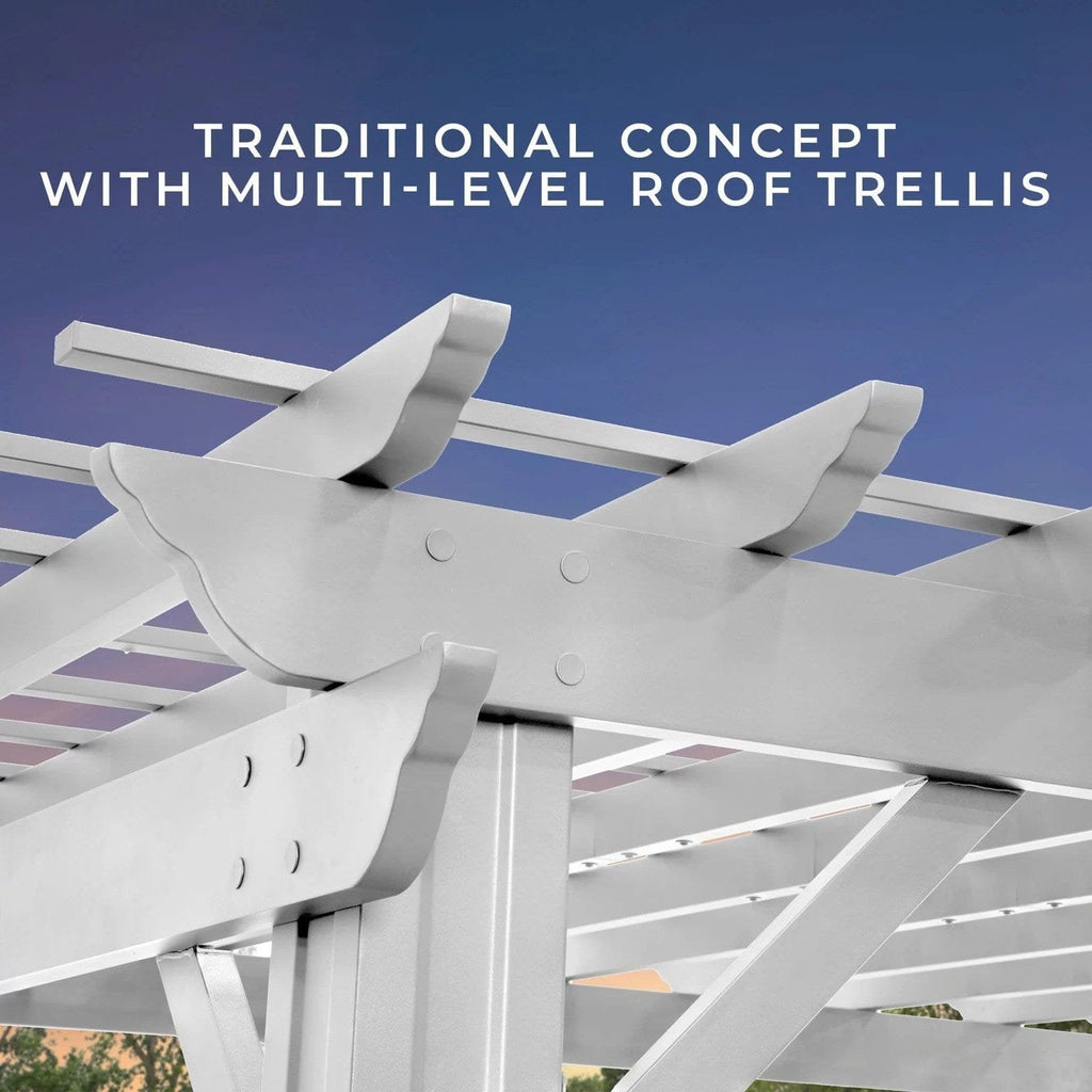 14×10 Hawthorne Traditional Steel Pergola With Sail Shade Soft Canopy image 6