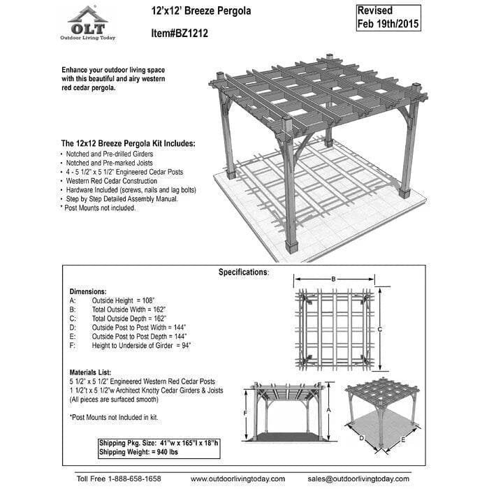 Outdoor Living Today Breeze 12 ft. Pergola image 5