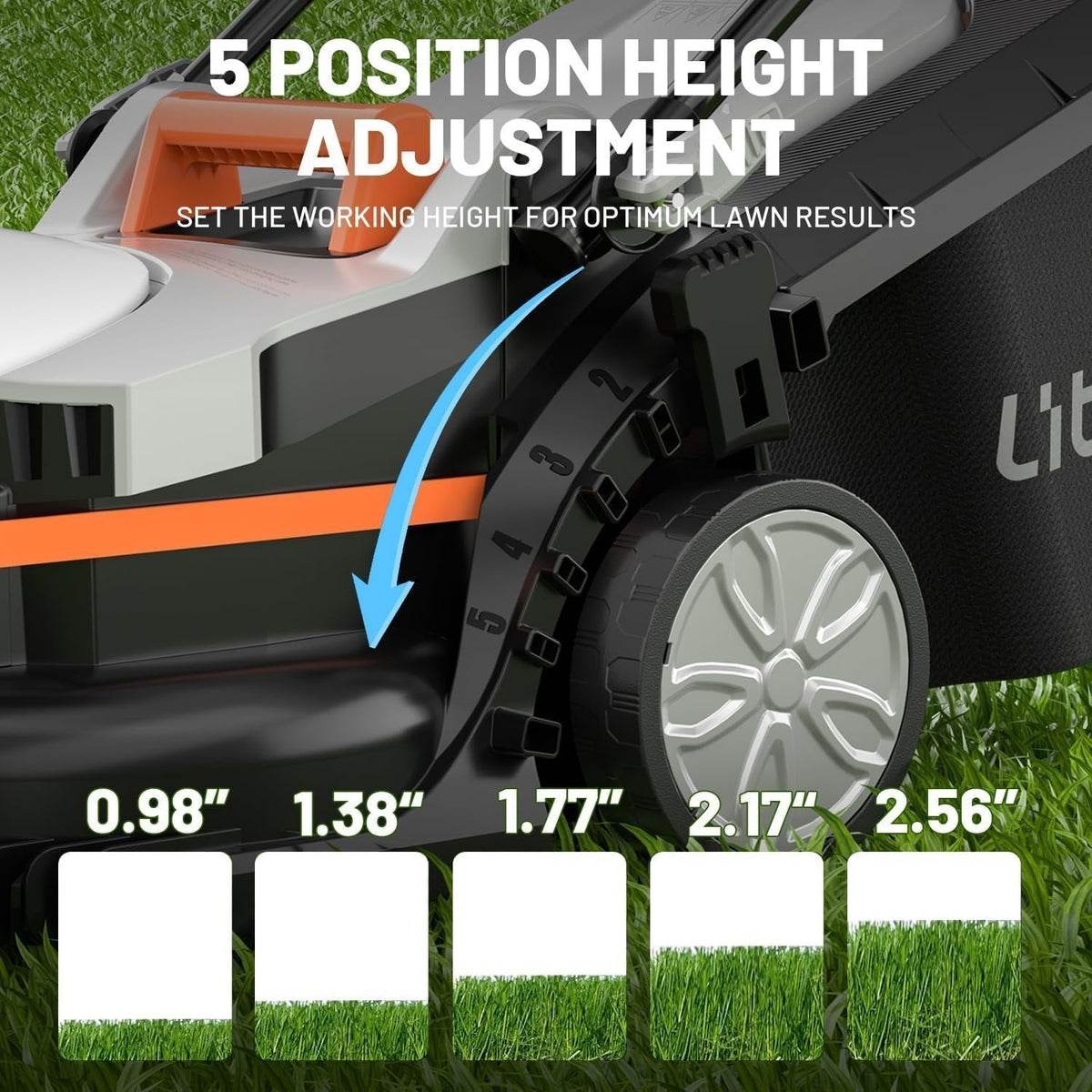 Litheli 13″ 20V Cordless Lawn Mower with 4.0Ah Battery image 3