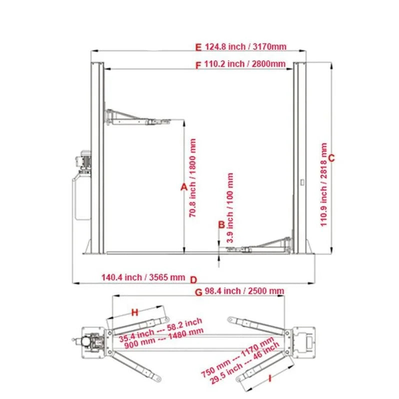KATOOL KT-H105 Two Post Vehicles Lift 10,000 lbs Capacity image 1