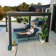 16×12 trenton modern steel pergola with sail shade soft canopy image 2