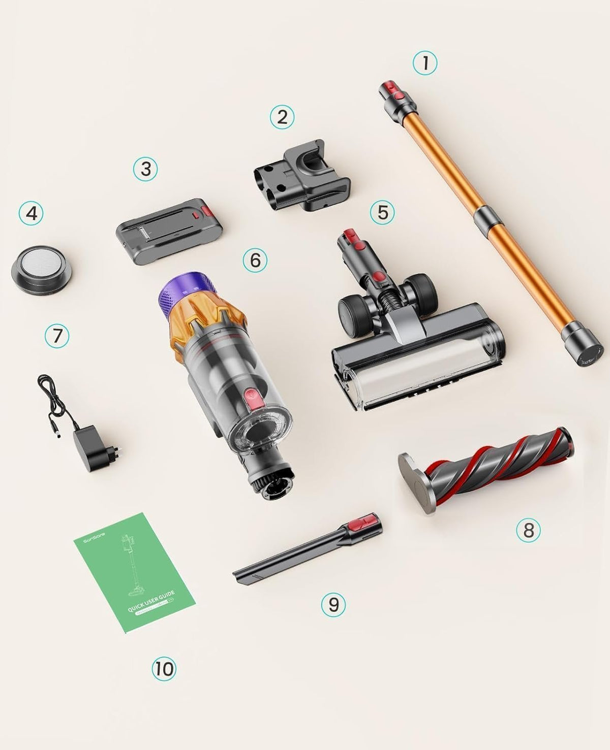 Cordless Vacuum Cleaner, 550W 45KPA 60 Mins Runtime Self-Standing Vacuum image 3