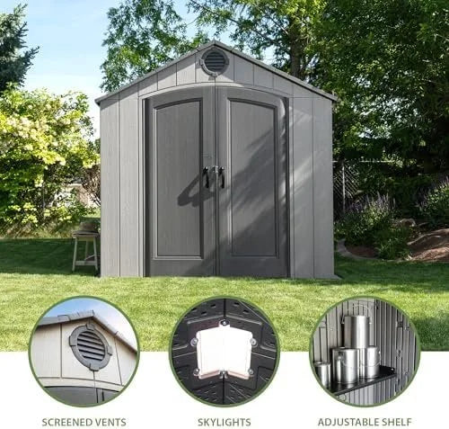 Lifetime Outdoor Storage Shed, 8 x 10 Foot, Grays image 2