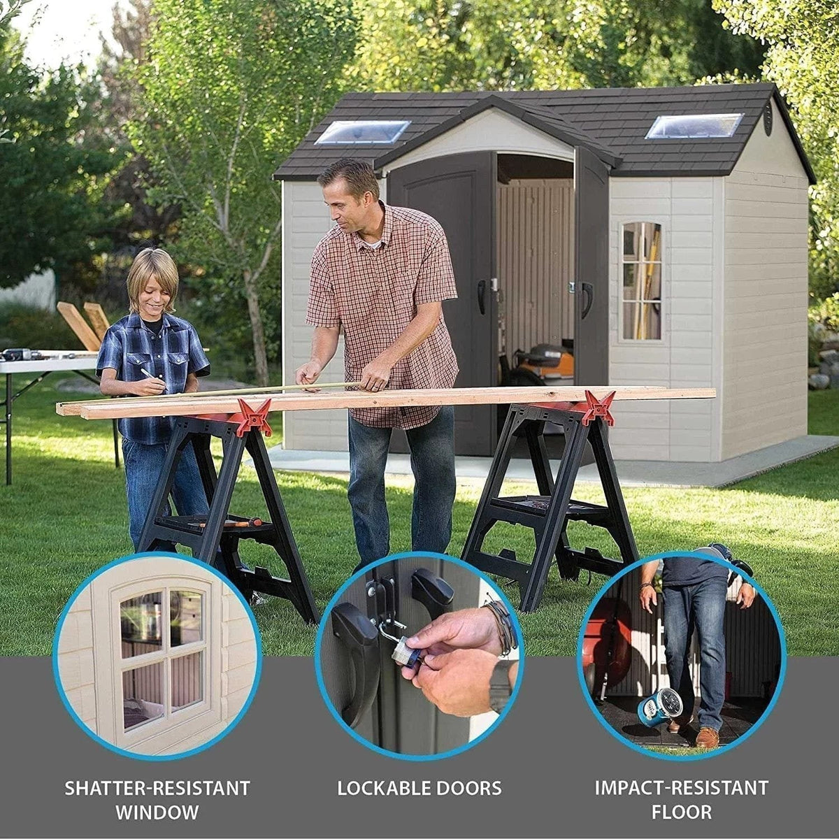 Lifetime 10′ x 8′ Outdoor Storage Shed with Carriage Doors Foundation and Installation Included. image 2