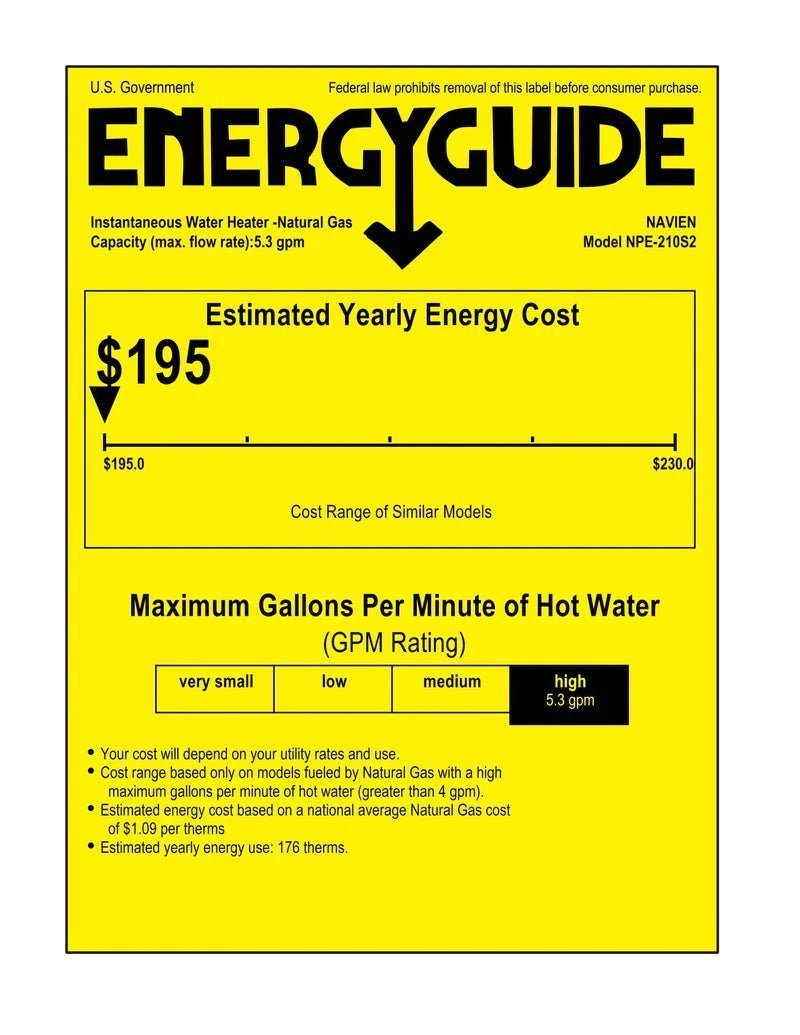 Navien NPE-210S2 High efficiency Condensing Tankless Water Heater image 1