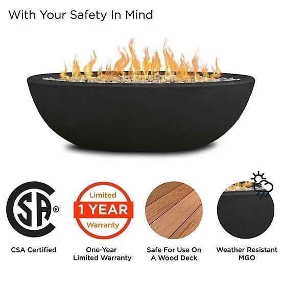 Real Flame 48.25 in. x 28.25 in. Riverside Oval Propane Gas Fire Bowl, Shale image 2