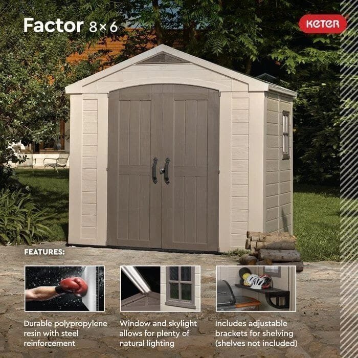 Factor 8 ft. W x 6 ft. D Plastic Storage Shed image 12