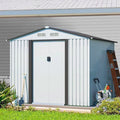 8’ X 8’ Outdoor Gable Steel Storage Shed White & gray image 0