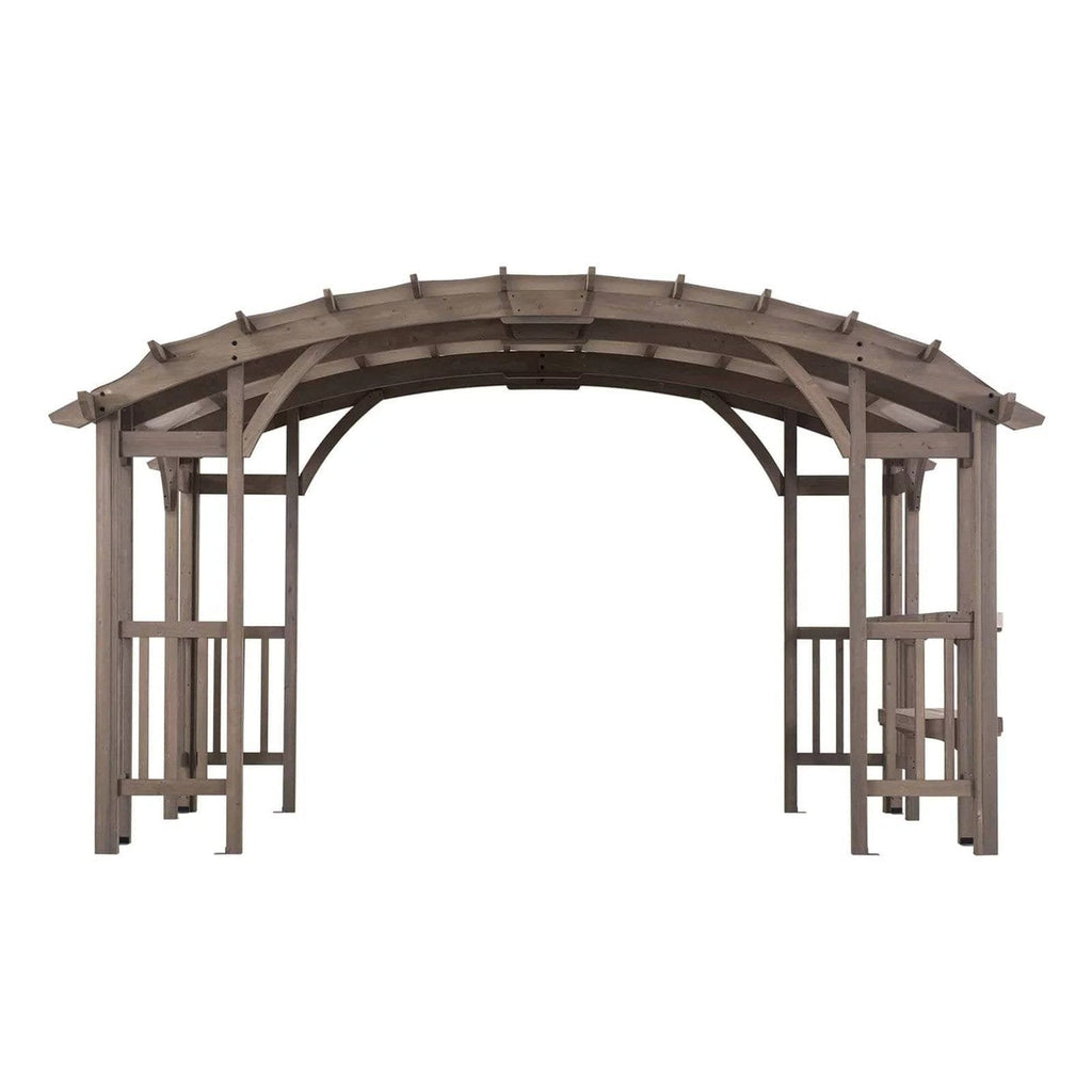 SummerCove 10 ft. x 14 ft. Light Gray Cedar Frame Arched Pergola with Shelves image 12