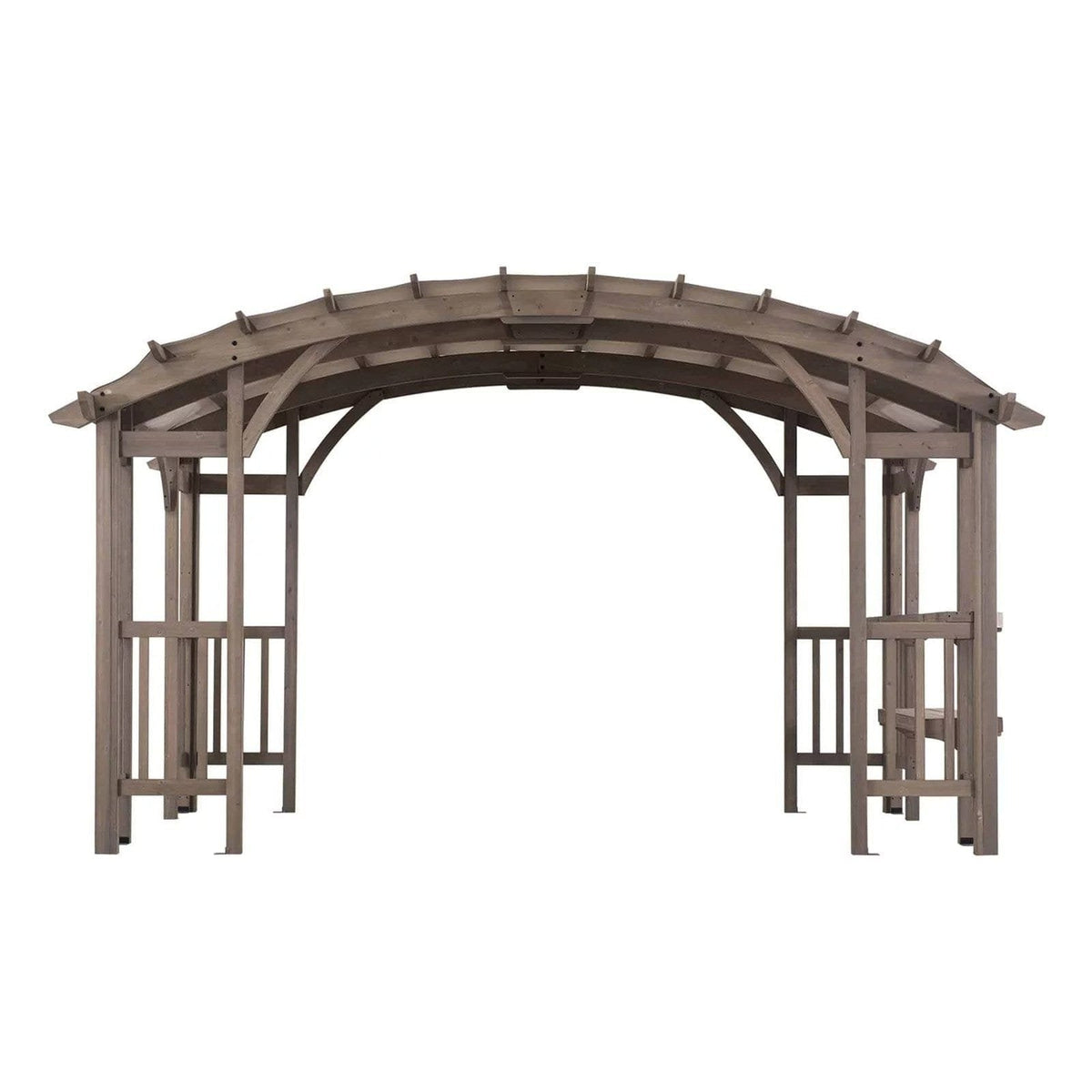SummerCove 10 ft. x 14 ft. Light Gray Cedar Frame Arched Pergola with Shelves image 12