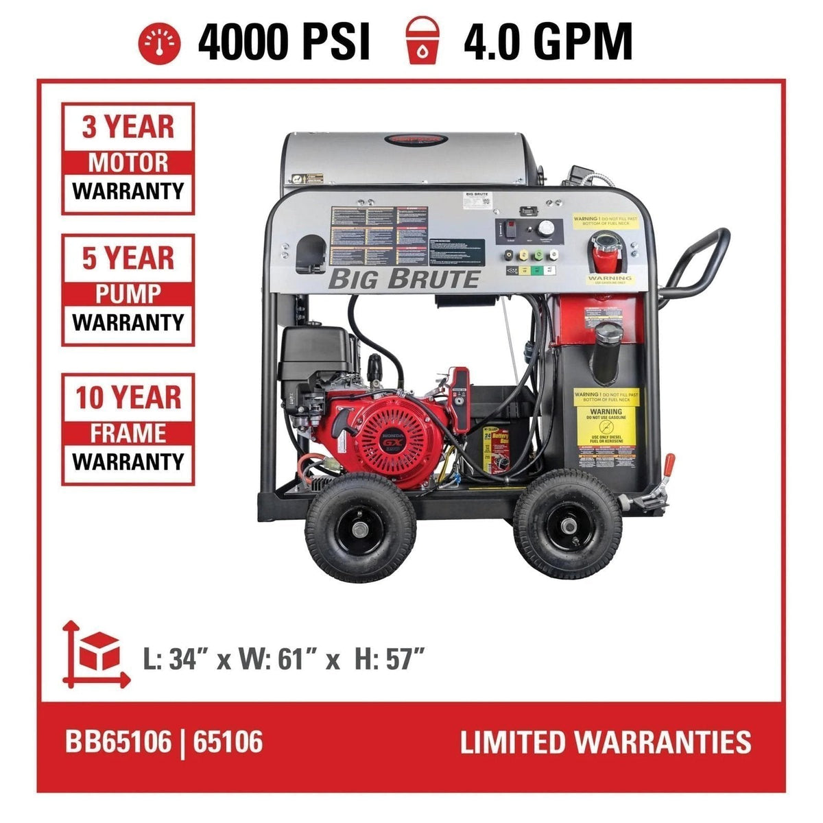 Simpson BB65106 Big Brute Professional 4000 PSI (Gas-Hot Water) Pressure Washer image 13