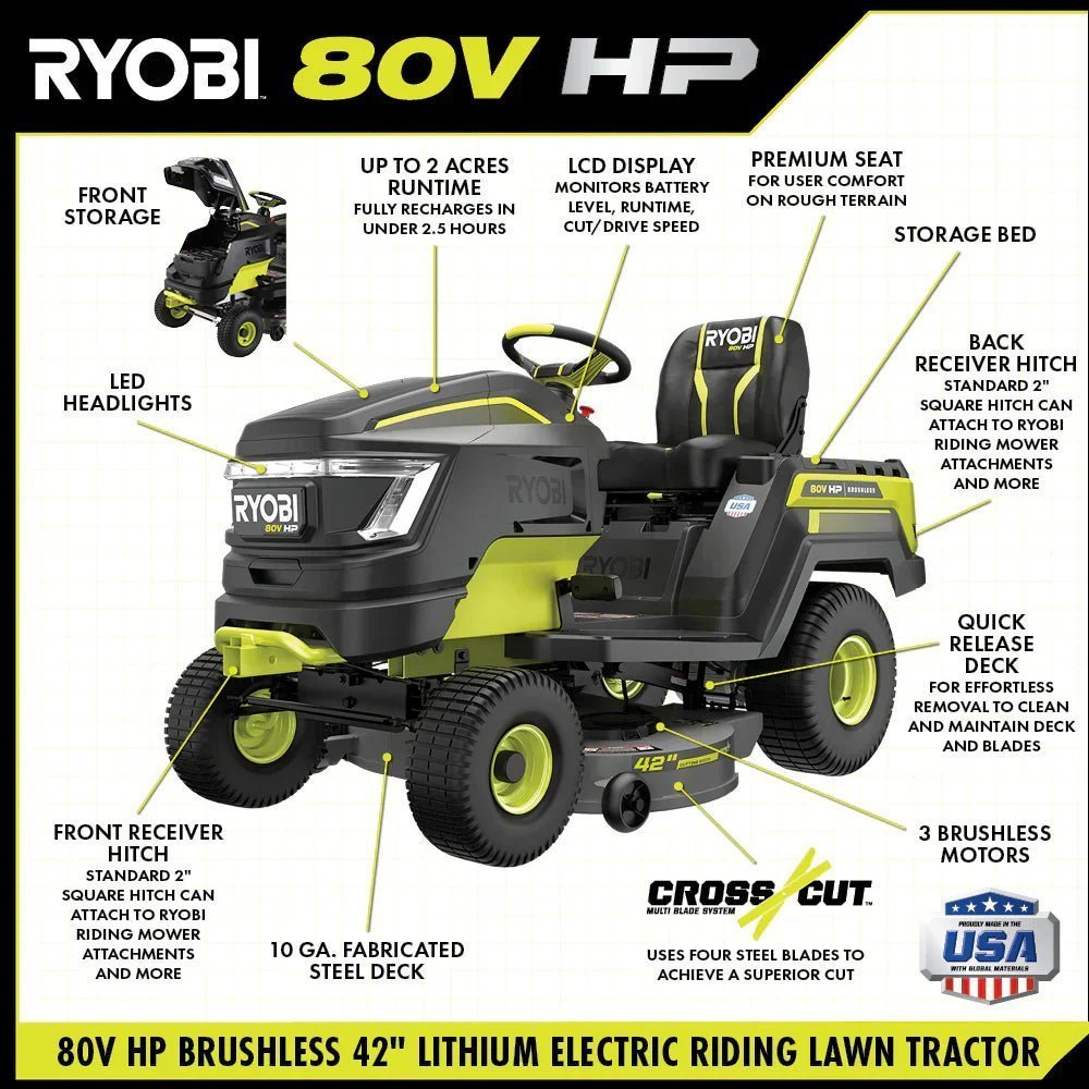Brushless 80V Hp 46-Inch Cordless Lawn Tractor Battery Powered image 18