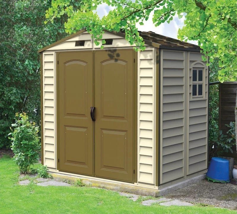 DuraMax 8ft x 6ft Storeall Vinyl Shed with Foundation Kit and window image 0