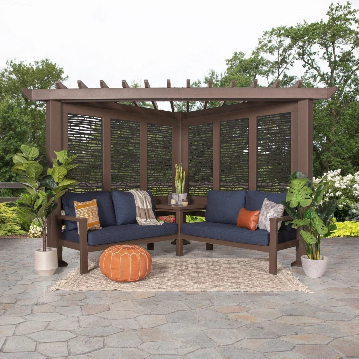 Hillsdale Traditional Steel Cabana Pergola with Conversational Seating image 0
