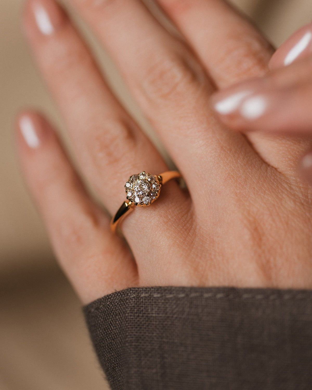 Cosette Antique Victorian 15ct Gold Diamond Cluster Ring