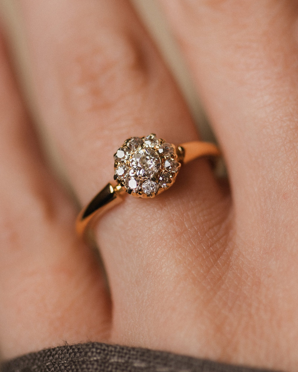 Cosette Antique Victorian 15ct Gold Diamond Cluster Ring