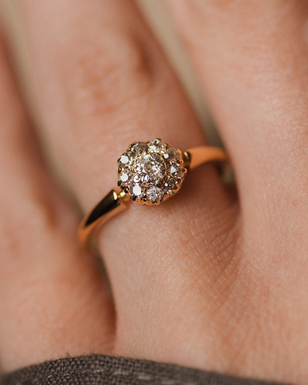 Cosette Antique Victorian 15ct Gold Diamond Cluster Ring