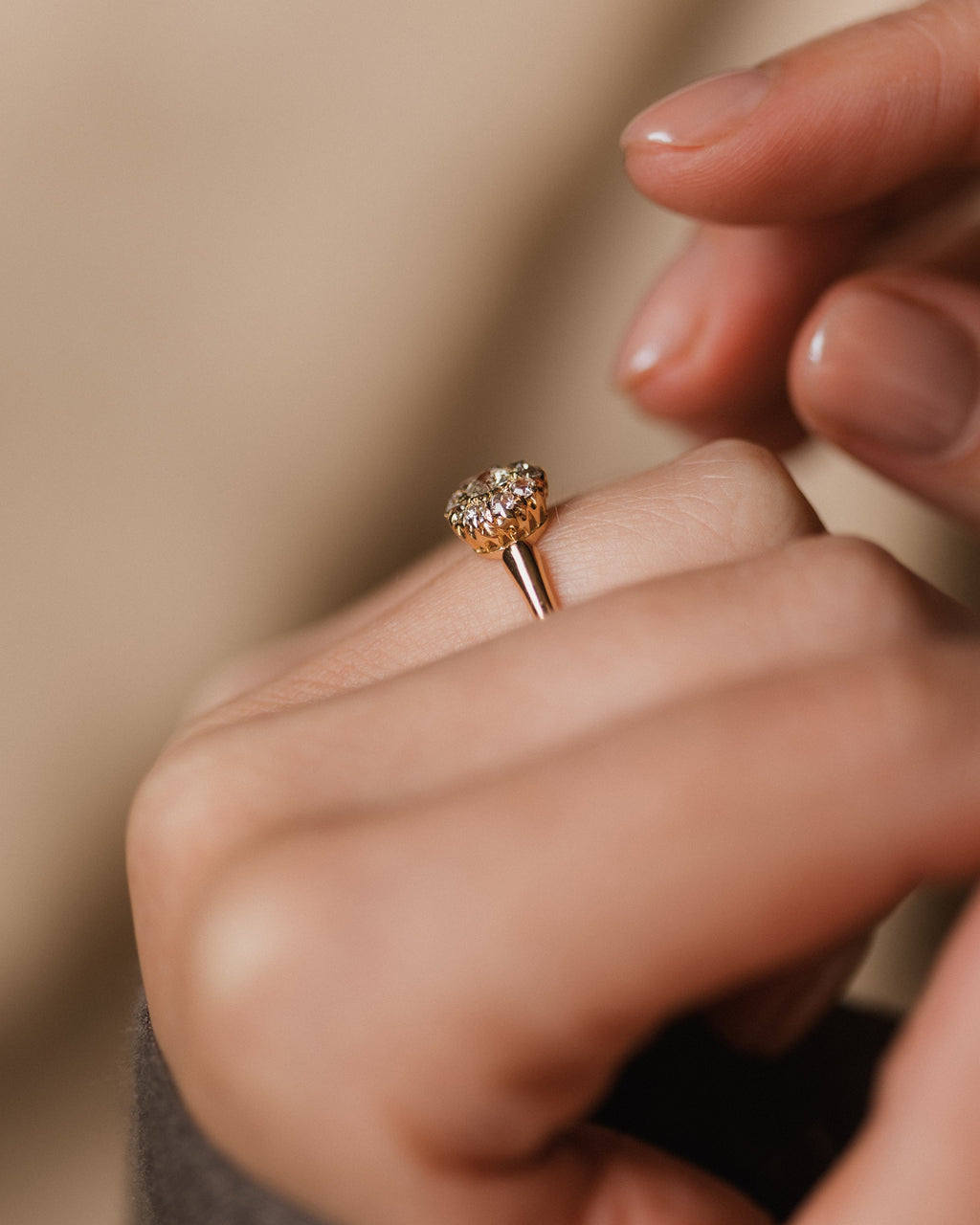 Cosette Antique Victorian 15ct Gold Diamond Cluster Ring