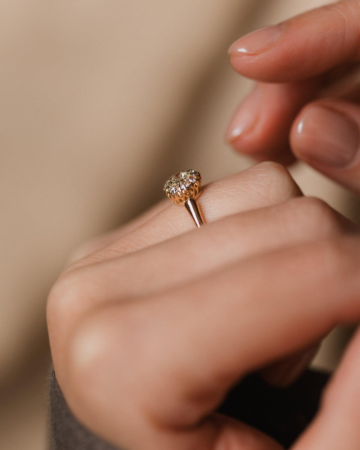 Cosette Antique Victorian 15ct Gold Diamond Cluster Ring