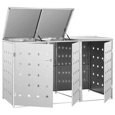 vidaXL Triple Wheelie Bin Shed 63.4 gal Stainless image 2