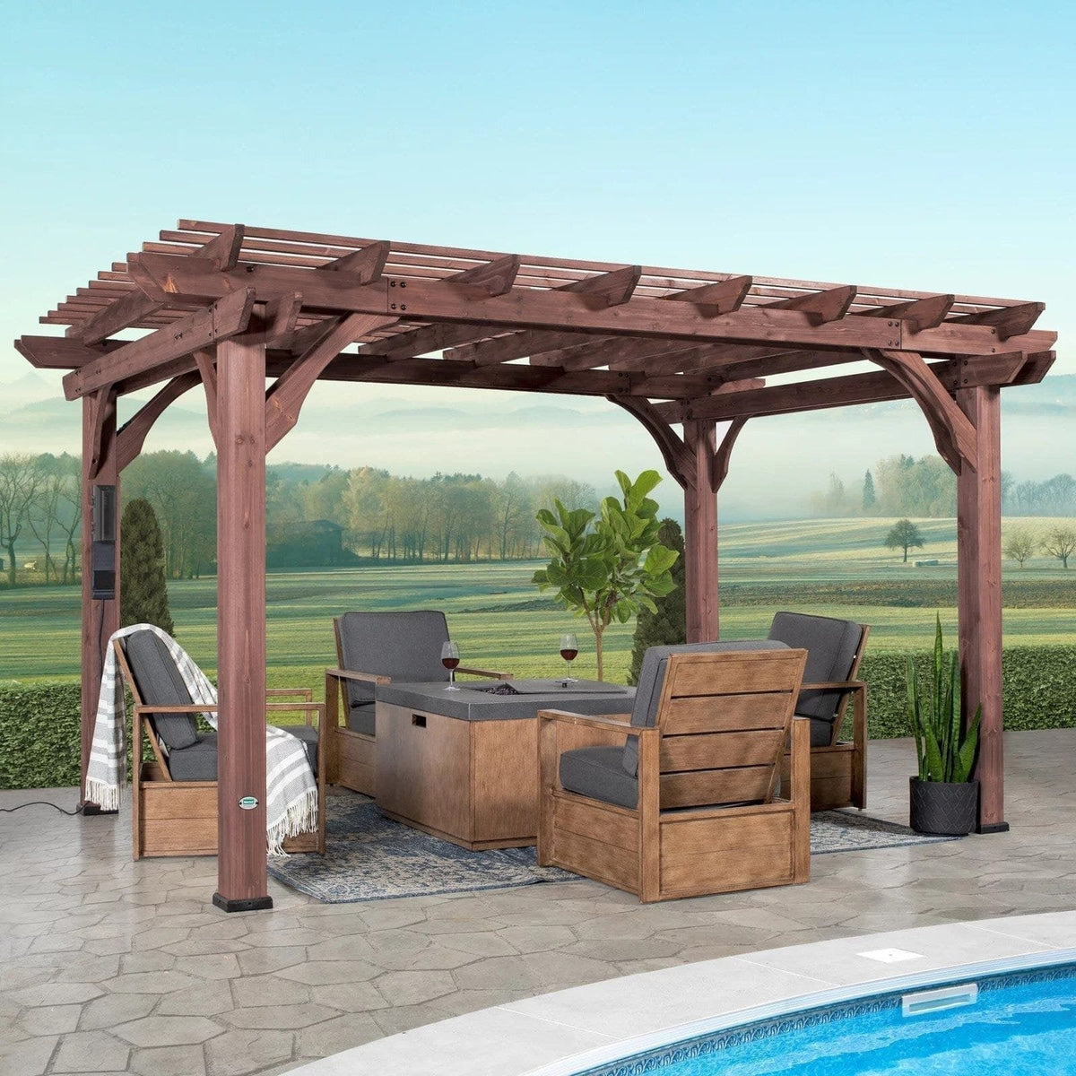 14×10 Somerville Pergola – Walnut Stain image 0