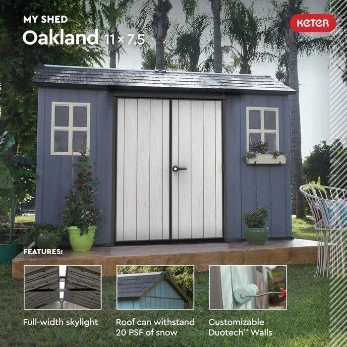 Oakland 11 ft. W x 7.5 ft. D Plastic Storage Shed image 12