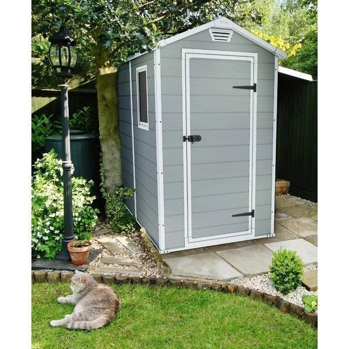 Keter Manor 4 ft. W x 6 ft. D Vertical Resin Outdoor Storage Shed Ideal For Patio Installation Included image 2
