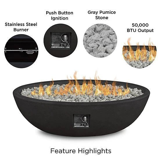 Real Flame 48.25 in. x 28.25 in. Riverside Oval Propane Gas Fire Bowl, Shale image 4