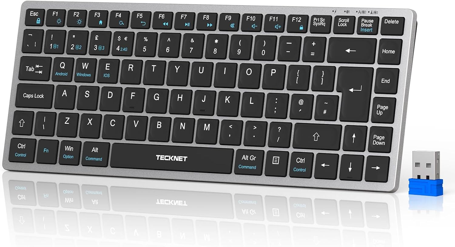 Wireless Keyboard, Bluetooth Keyboard for 4 Multi Devices