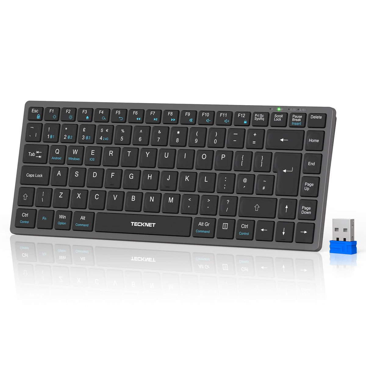 Wireless Keyboard, Bluetooth Keyboard for 4 Multi Devices