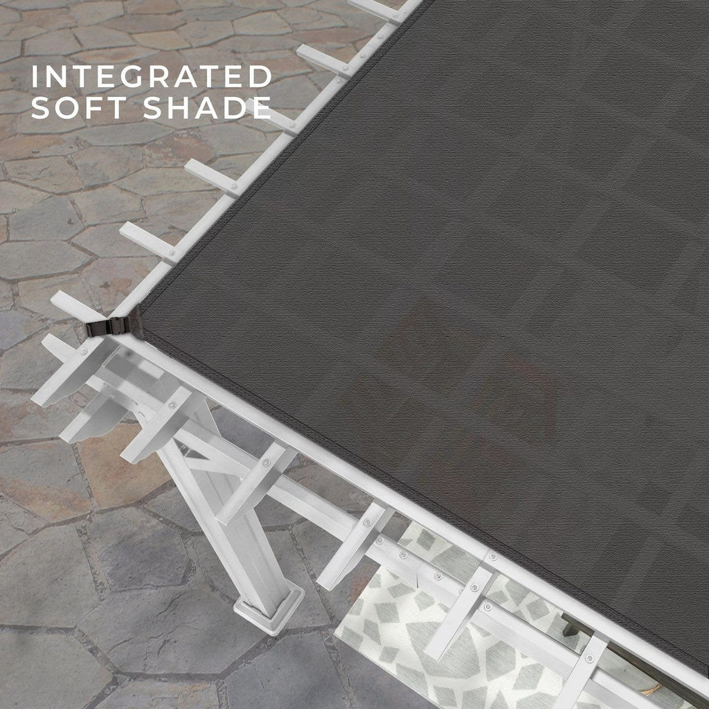 14×10 Hawthorne Traditional Steel Pergola With Sail Shade Soft Canopy image 9