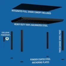 16×12 trenton modern steel pergola with sail shade soft canopy image 9