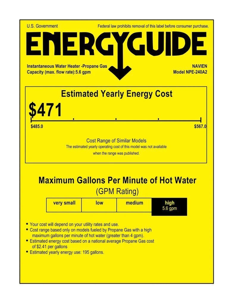 Navien NPE-240A2 High efficiency Condensing Tankless Water Heater image 1