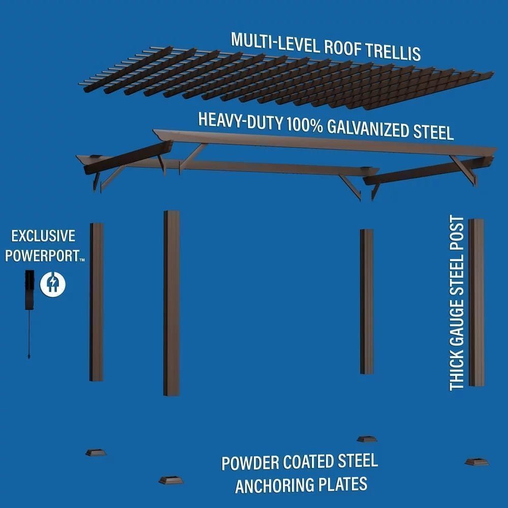 16×12 ashford traditional steel pergola with sail shade soft canopy image 8