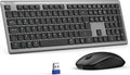 TECKNET Wireless Keyboard and Mouse Combo Rechargeable 2.4G UK Layout, Grey