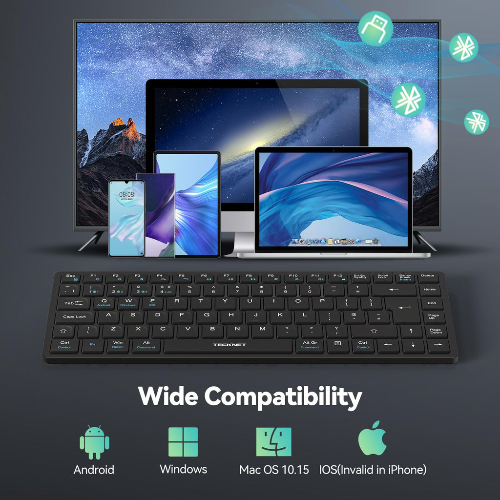 Wireless Keyboard, Bluetooth Keyboard for 4 Multi Devices