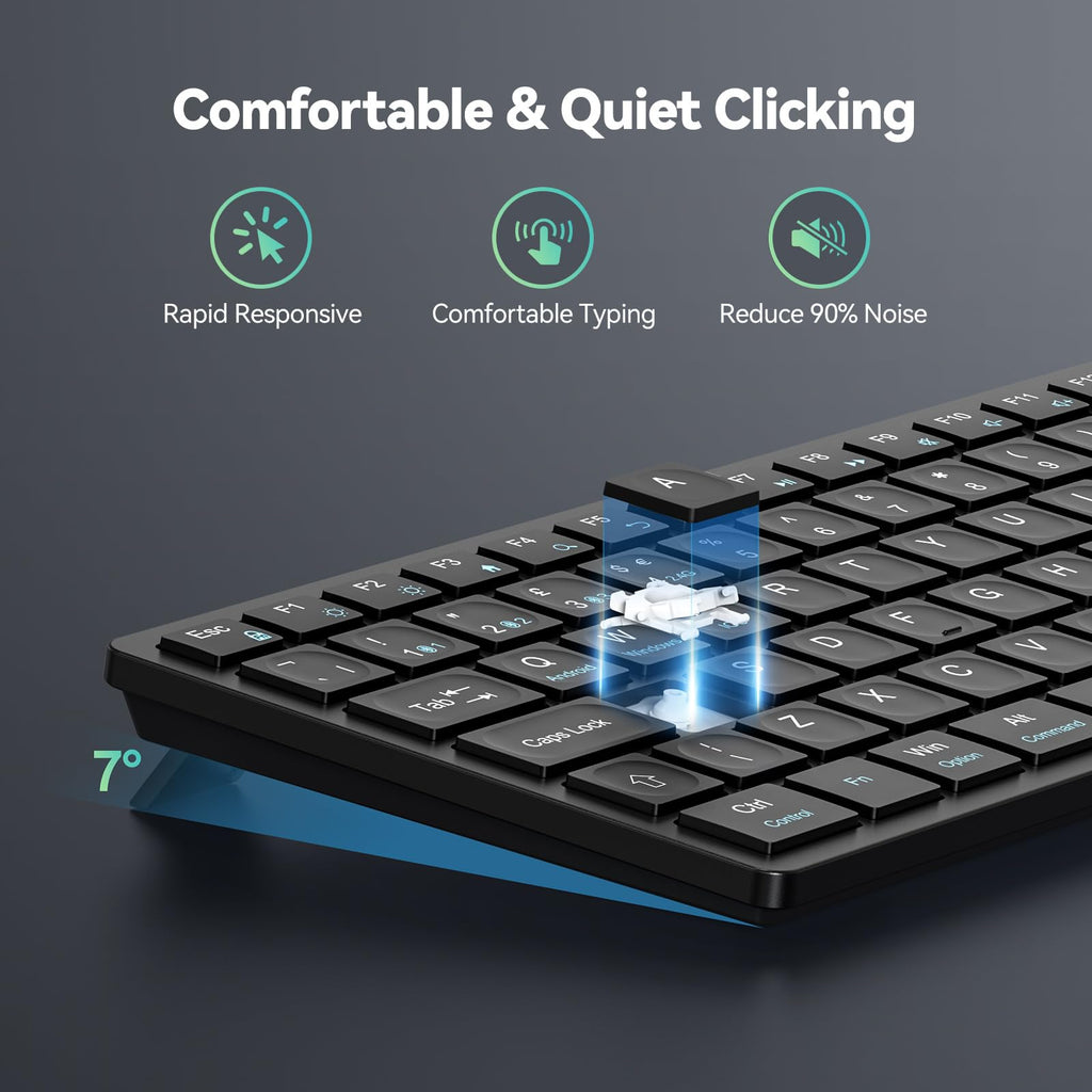 Wireless Keyboard, Bluetooth Keyboard for 4 Multi Devices