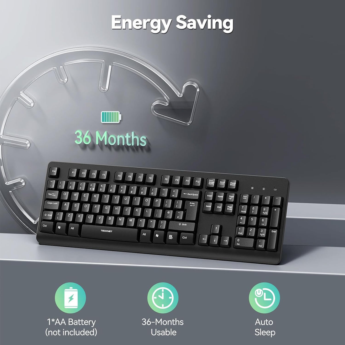 2.4G Wireless Keyboard UK Layout Full Size