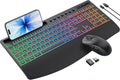 Wireless Keyboard and Mouse Set, 4000mAh Rechargeable Backlit, Wrist Rest