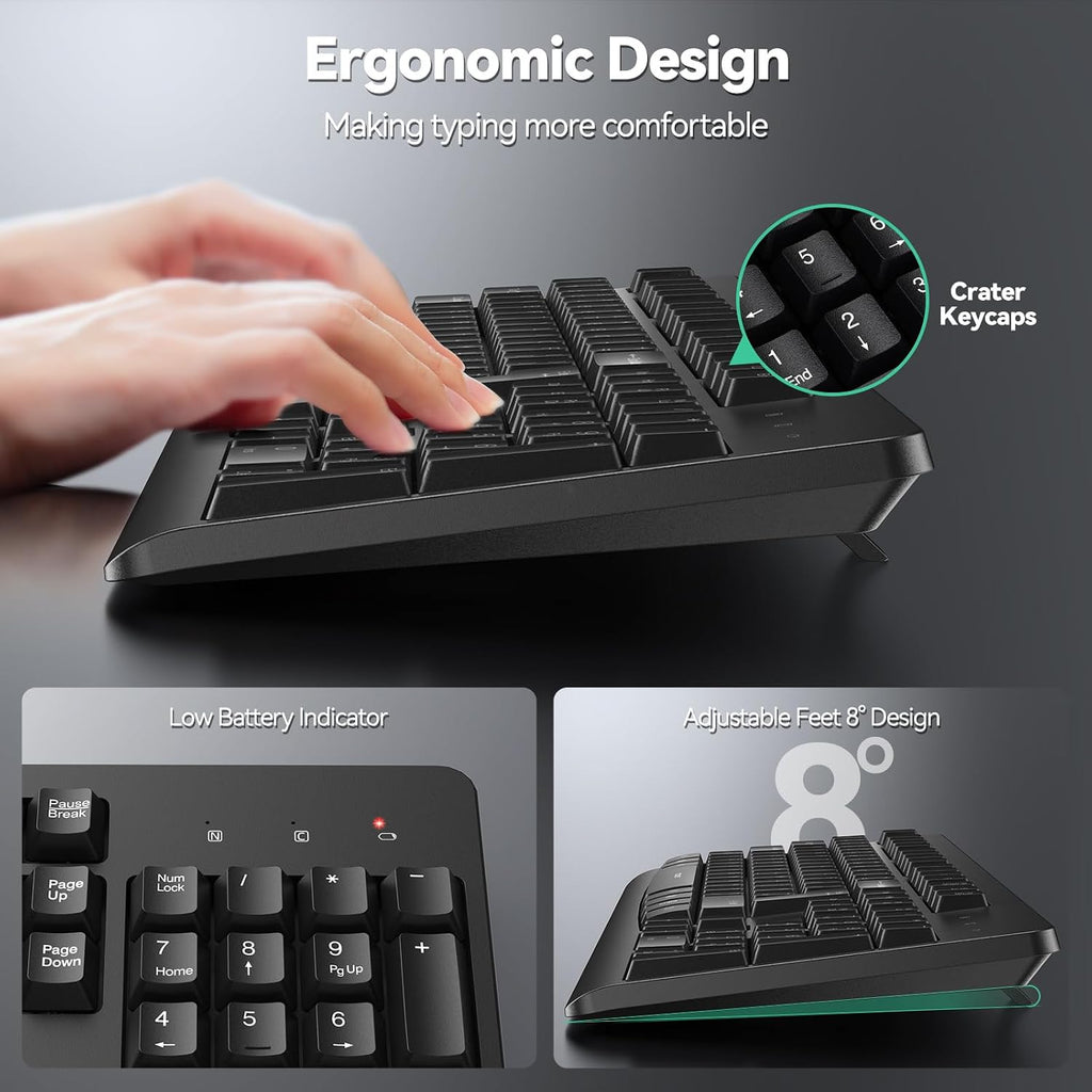 2.4G Wireless Keyboard UK Layout Full Size