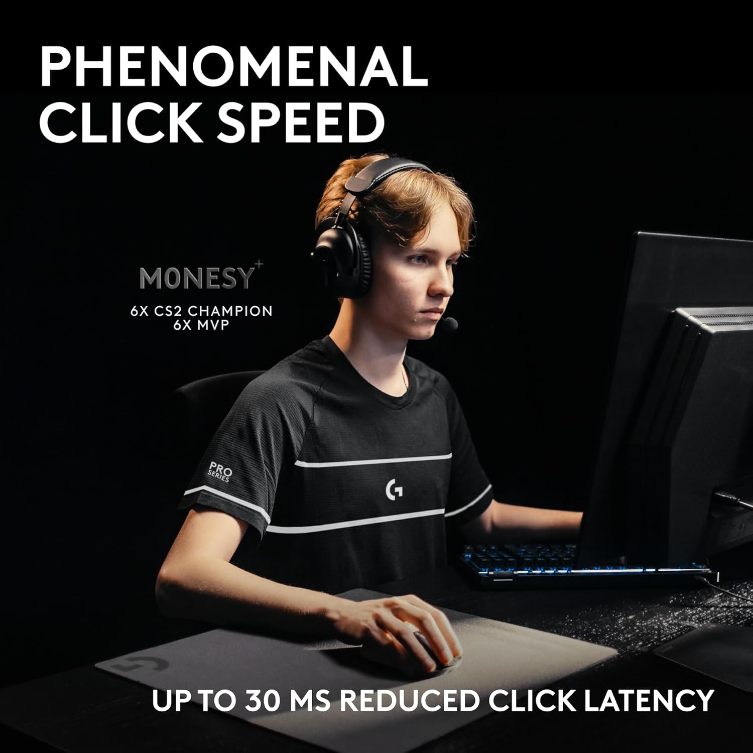 Logitech G PRO X2 SUPERSTRIKE Lightspeed Wireless Gaming Mouse, Fast Performance, Ultra Lightweight (61 g), Customizable Click Haptics, USB-C, for PC/Mac/Laptop - White