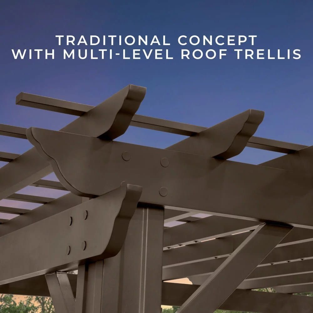 16×12 ashford traditional steel pergola with sail shade soft canopy image 2