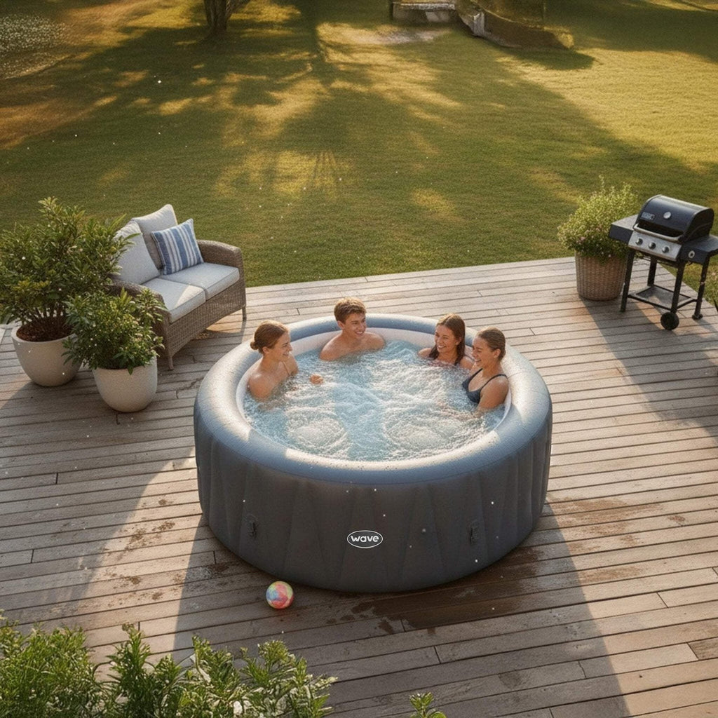 Wave Atlantic 6-Person Inflatable Hot Tub | Integrated Eco Heater | 130 Aquajet Massage System | Anti-Freeze Protection | Quick 15-Minute Setup | Gray Rattan image 3
